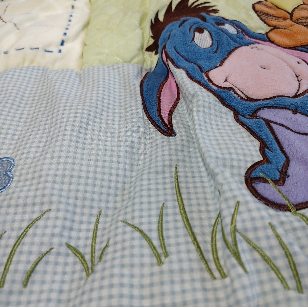 Disney Winnie the Pooh Crib Comforter Set w/ Stacker Blue Green Baby Nursery - Picture 5 of 6